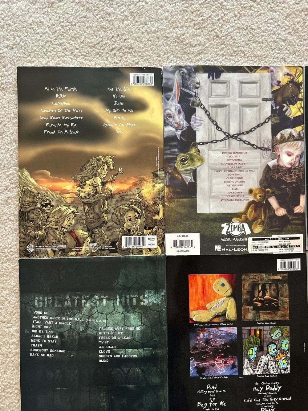 Collection of 6 Korn Authentic Guitar Tab Songbook Sheet Music Vintage